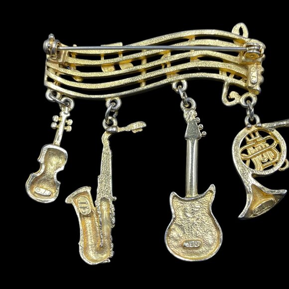 Vintage Musical Instrument Brooch Music Note Charm Pin Coquette Whimsigoth Gift - Picture 5 of 6